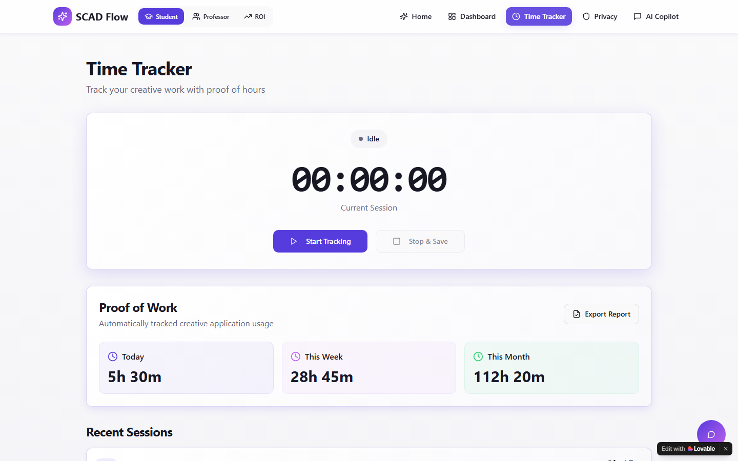 Time Tracker with Proof of Work