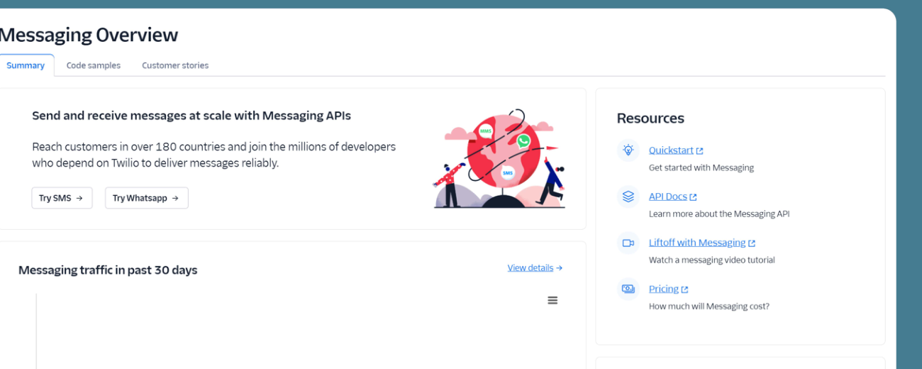 Twilio messaging screen, existing