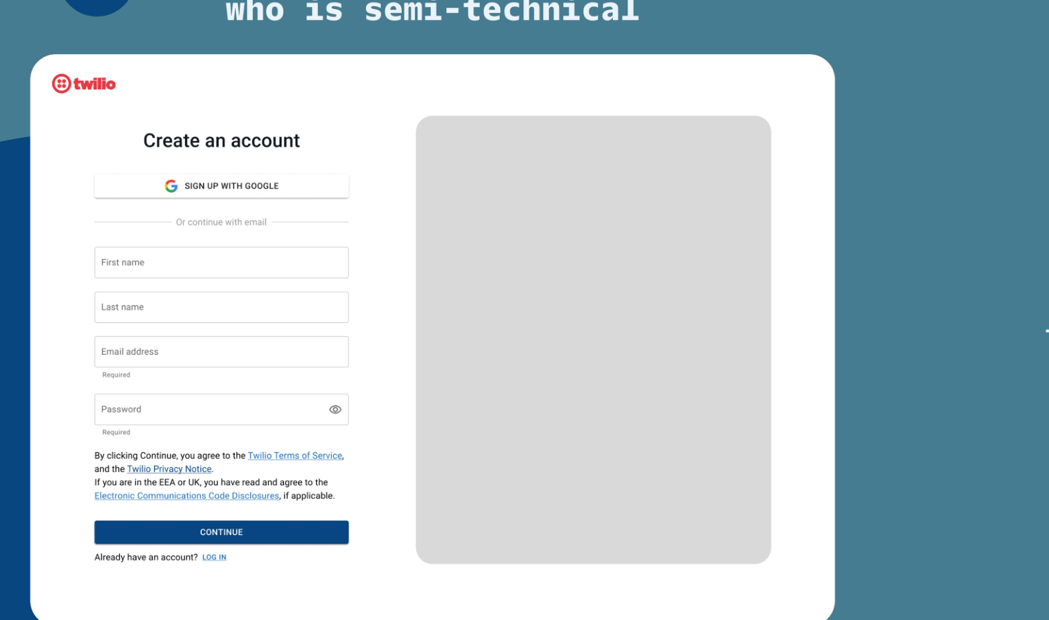 Onboarding step 1, account creation